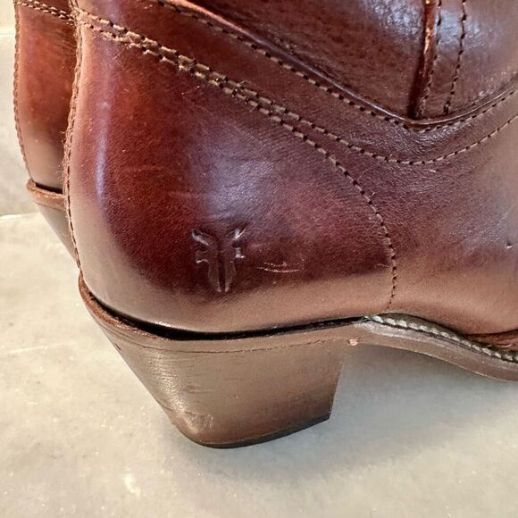 Frye Jane 14L Stitch Pebbled Full Grain Leather Cowboy Boots Redwood Size 6.5M - Picture 3 of 7